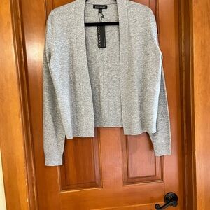 Banana Republic Light Gray Open-Front Cropped Cardigan